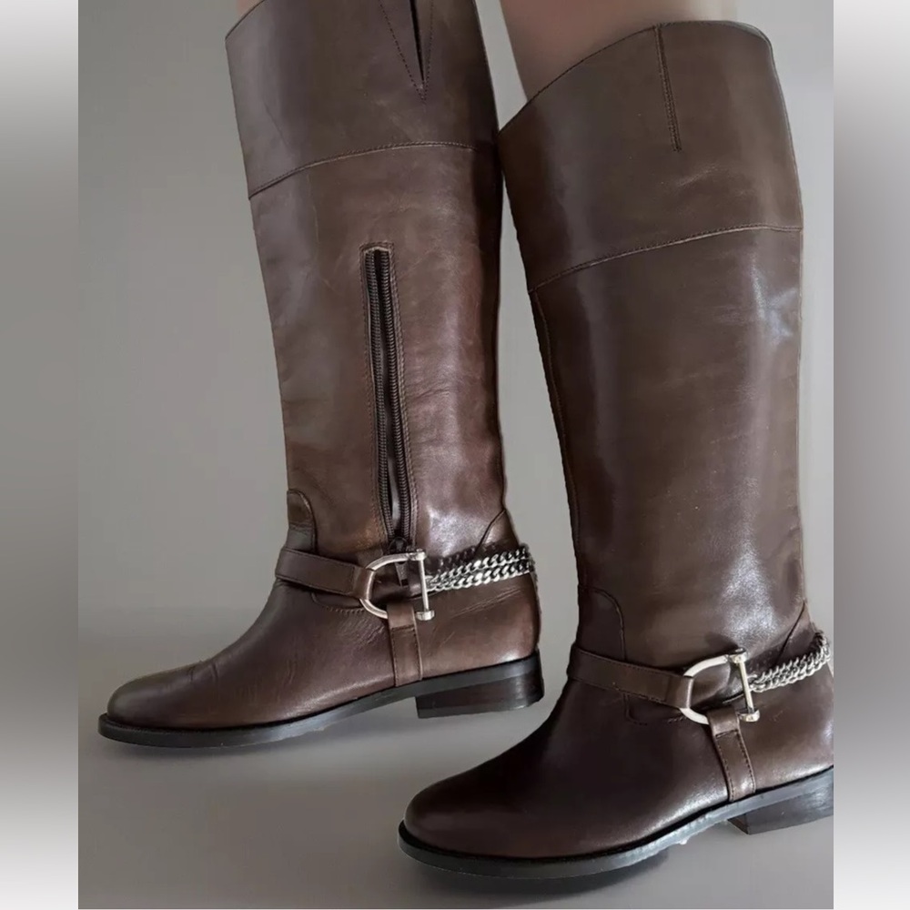 Ralph Lauren Jacqui Brown Leather Riding Boot Sz 5.5 LIKE NEW